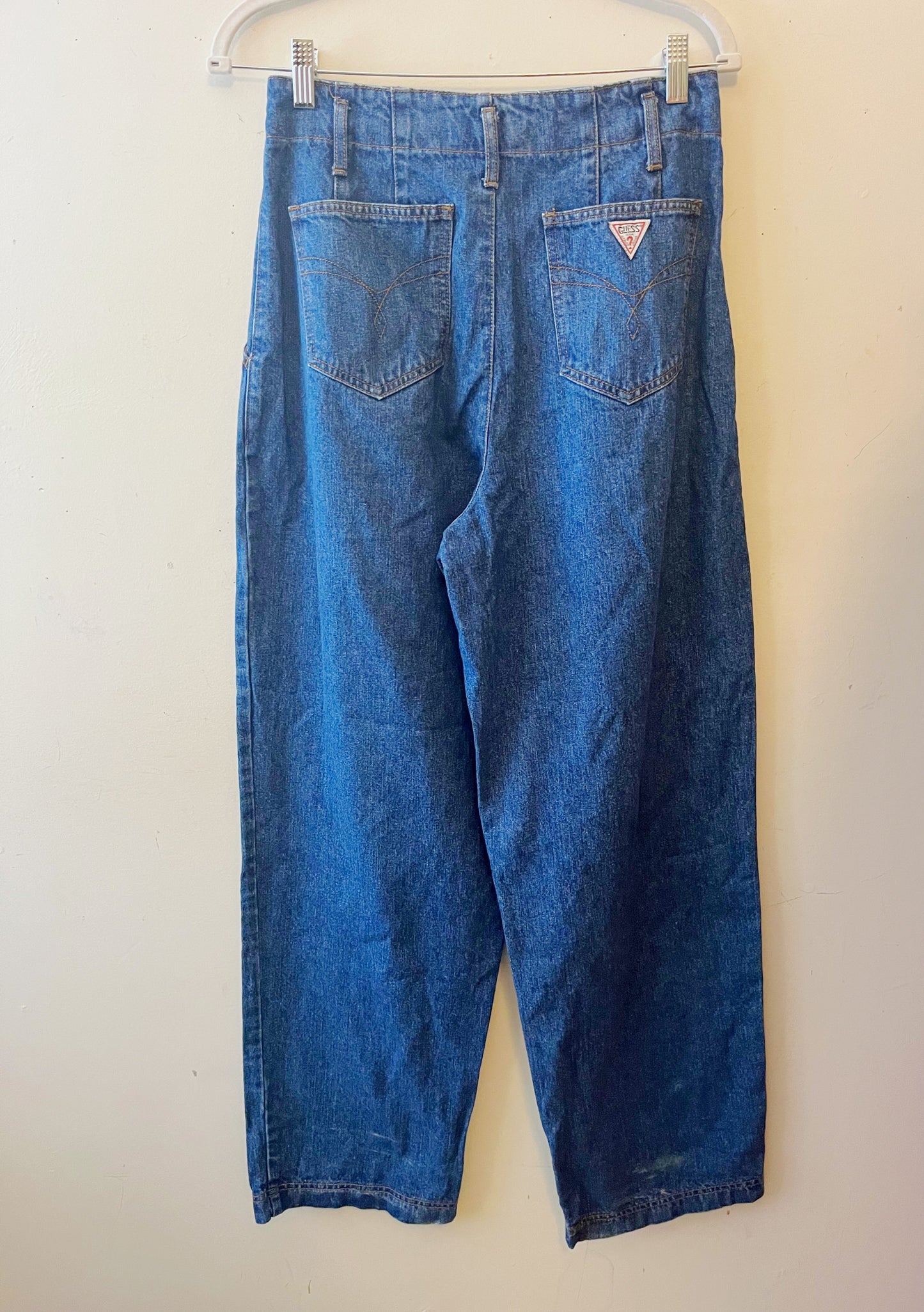 Vintage Guess Denim Blue Jeans- Pleated Wide Leg