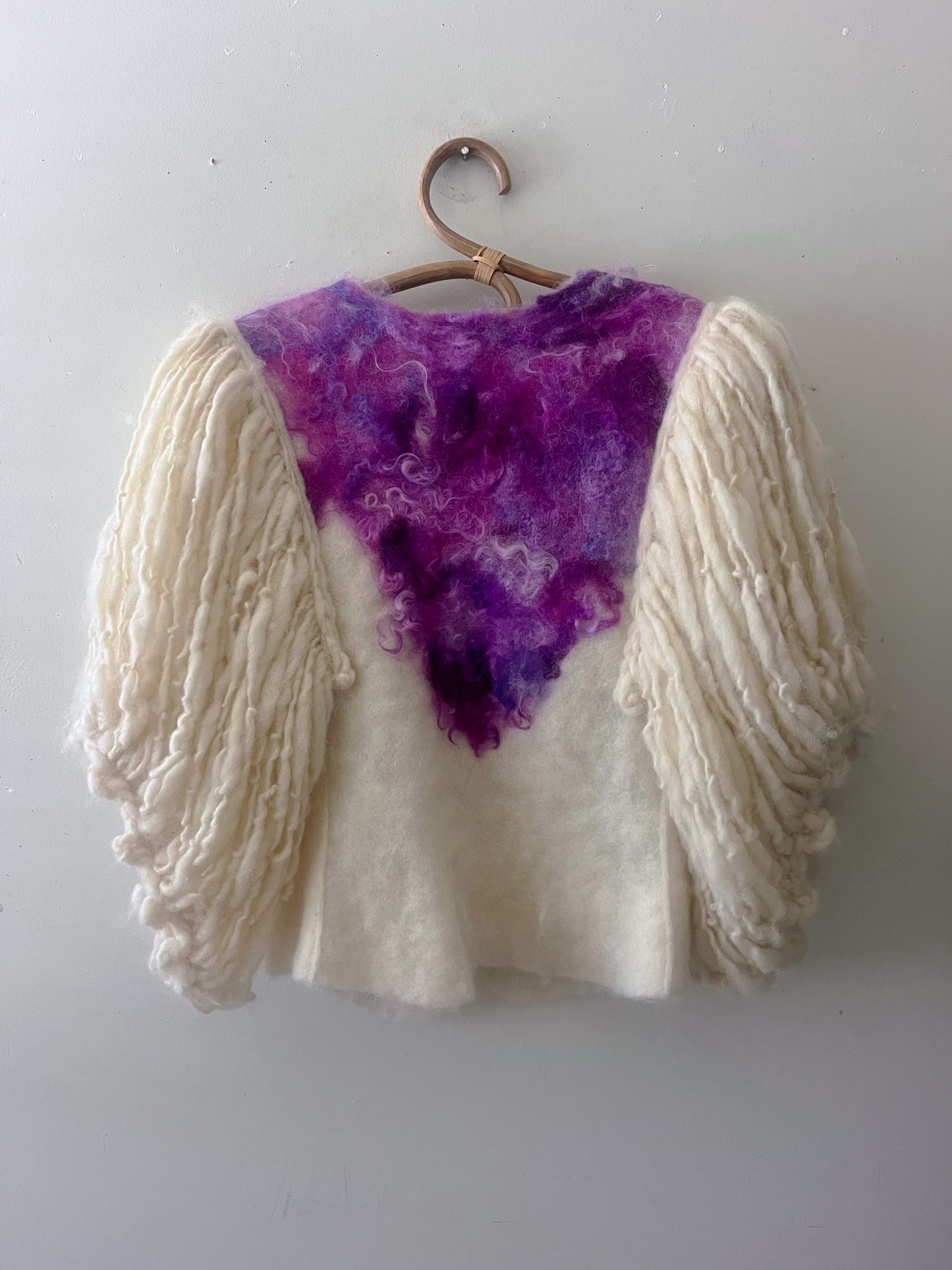 Artisan Woven Wool Jacket – Sculptural Sleeve Piece| Medium
