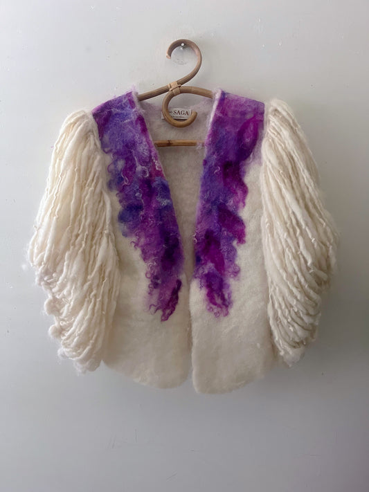 Artisan Woven Wool Jacket – Sculptural Sleeve Piece| Medium