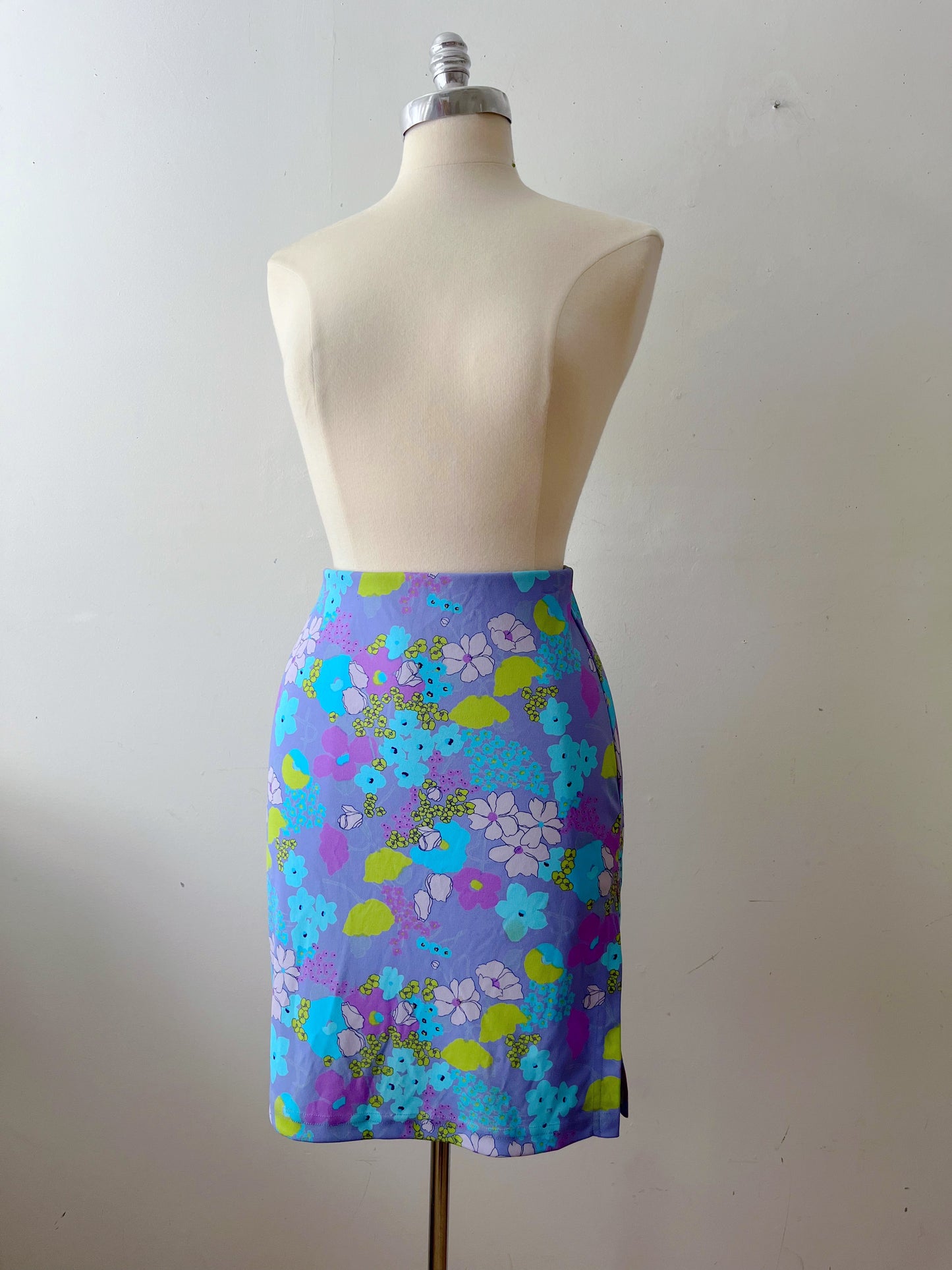 Blue Floral Slip Skirt| Small
