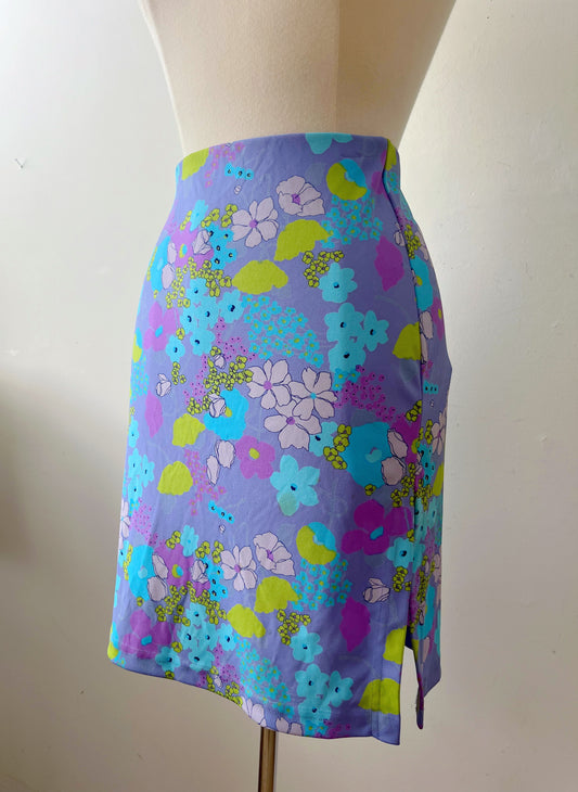 Blue Floral Slip Skirt| Small
