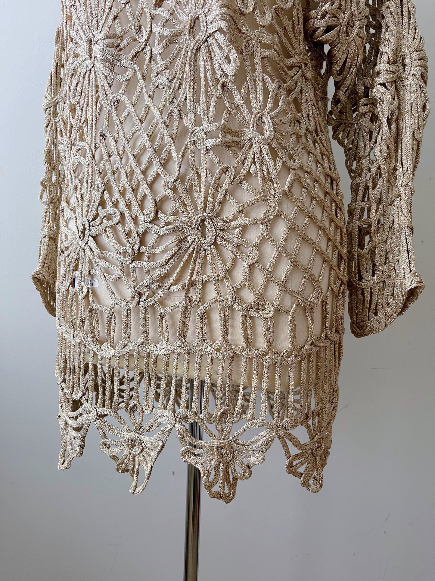 Crochet Knit Gold Mini Dress| One Size