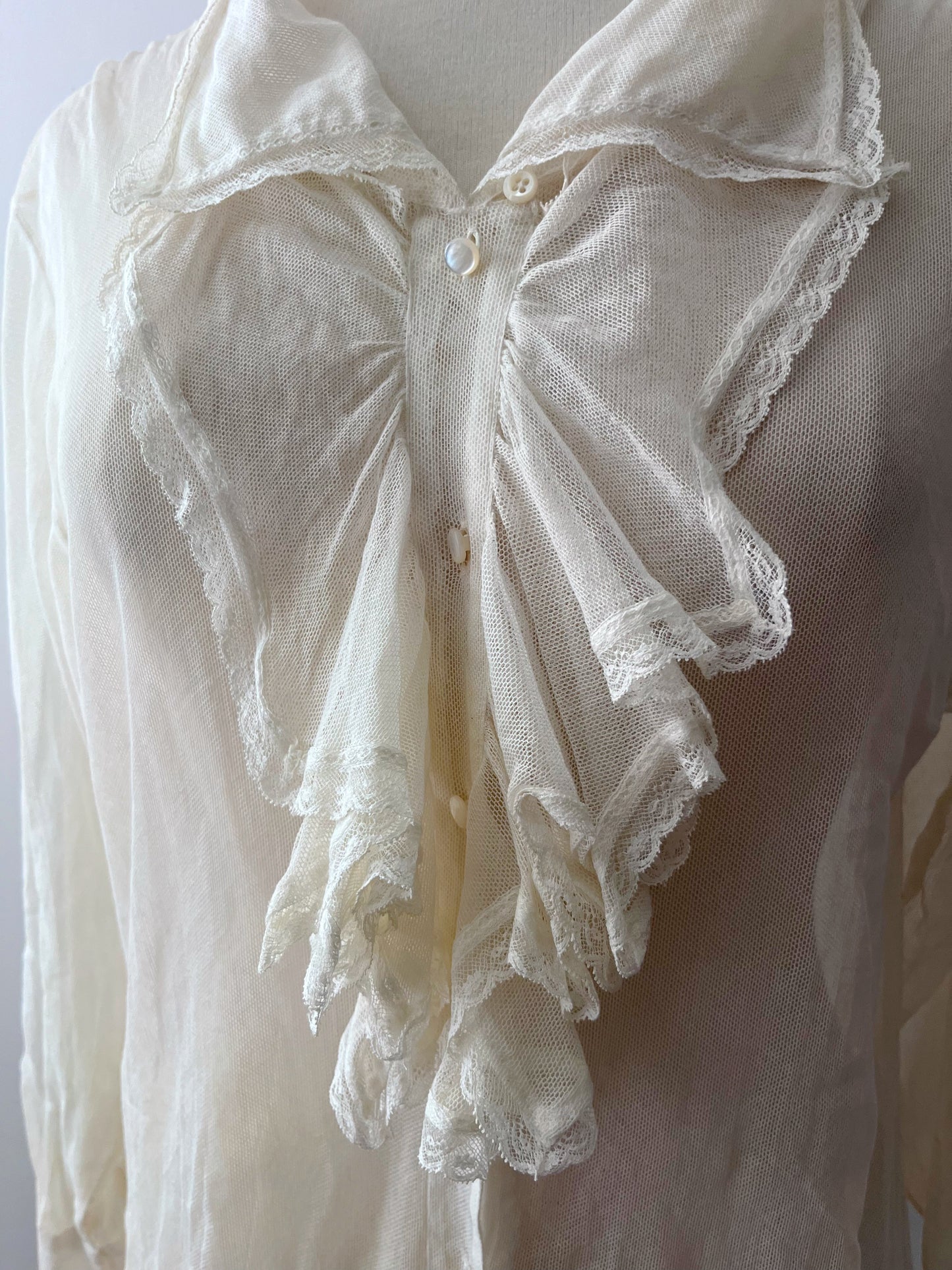 Ralph Lauren Sheer Ruffle Blouse| S/M
