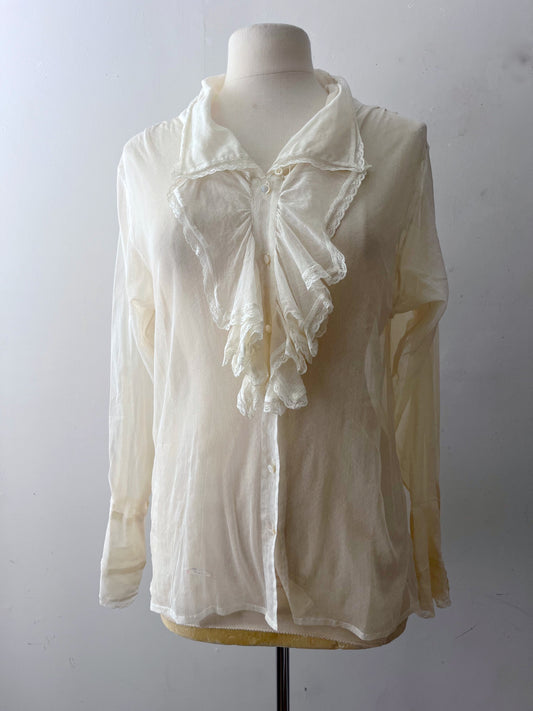Ralph Lauren Sheer Ruffle Blouse| S/M