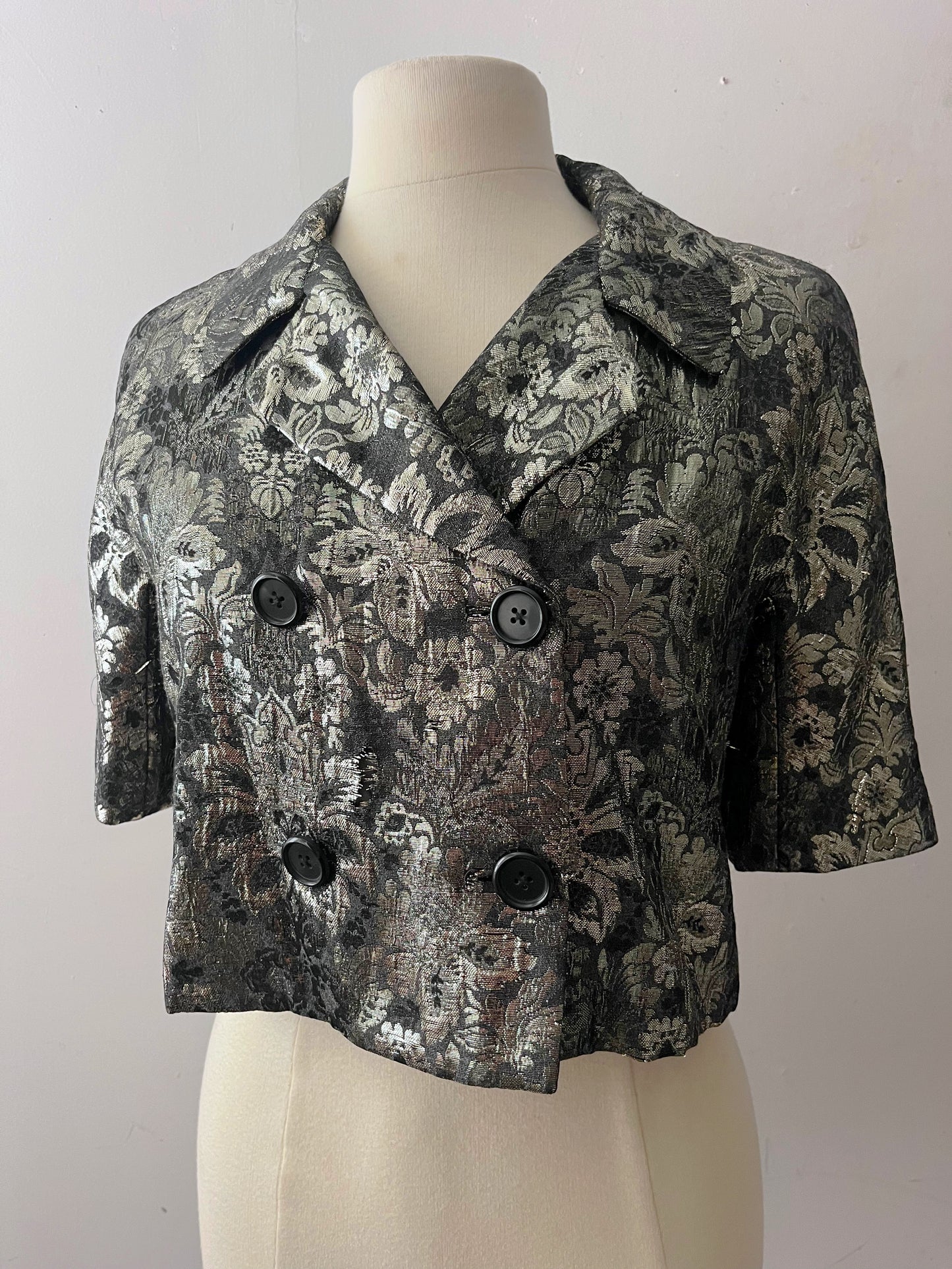 DKNY Metallic Brocade Paisley Cropped Jacket| Small