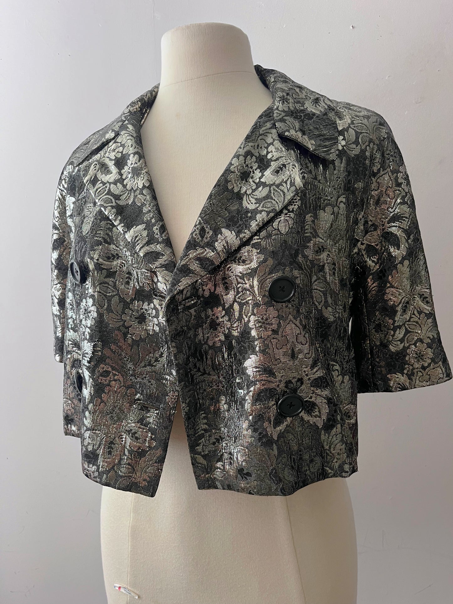 DKNY Metallic Brocade Paisley Cropped Jacket| Small
