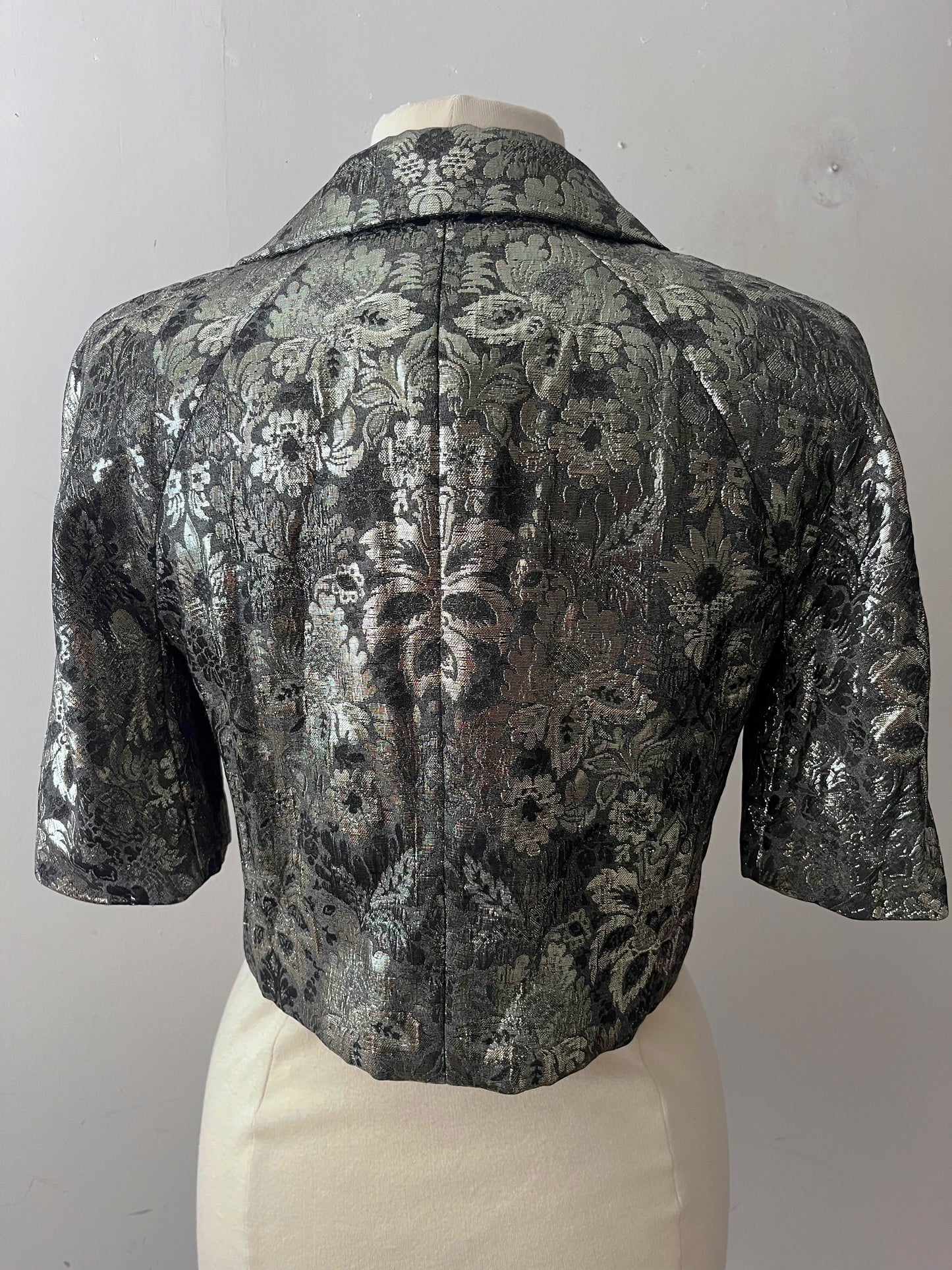 DKNY Metallic Brocade Paisley Cropped Jacket| Small
