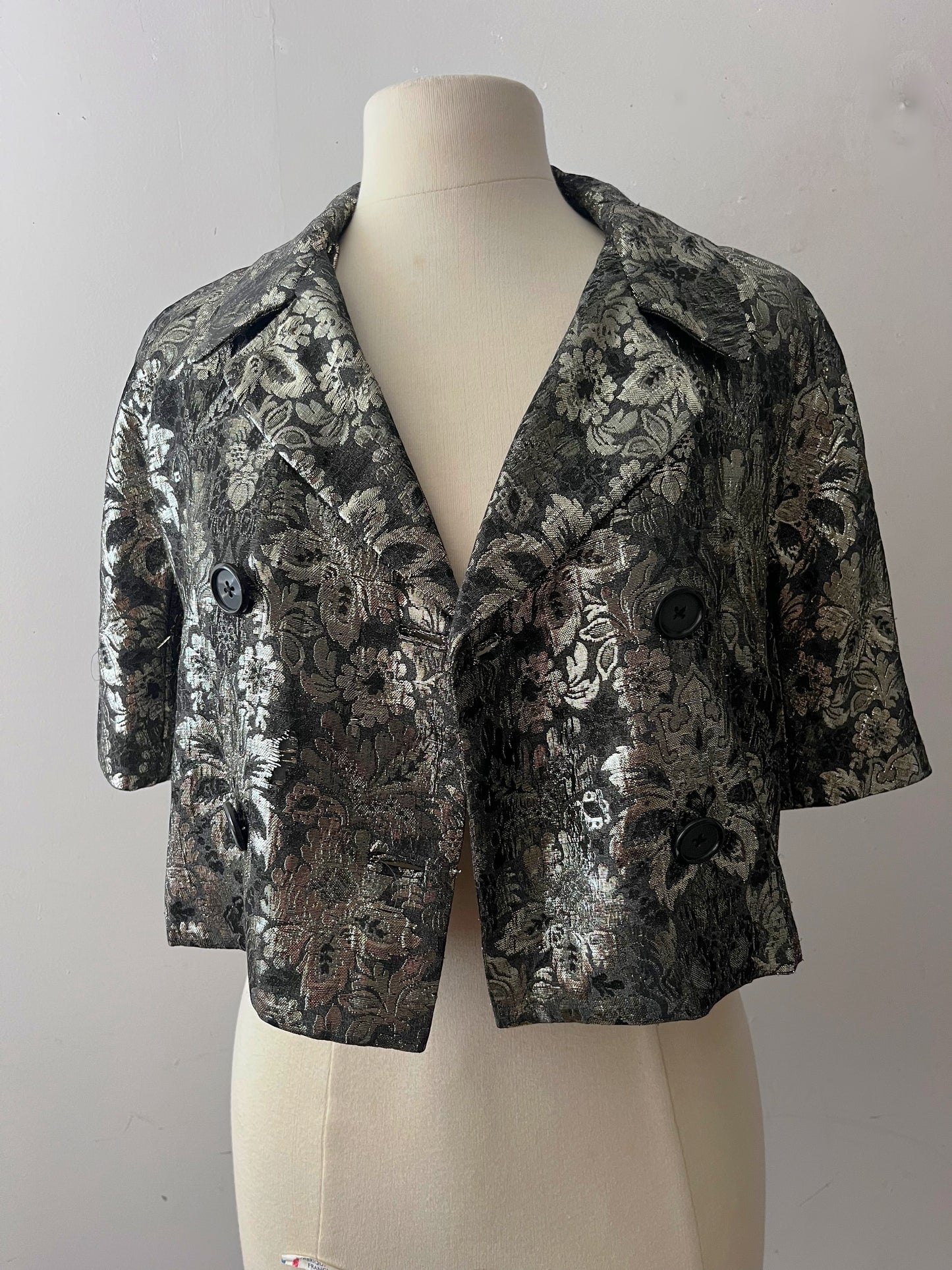 DKNY Metallic Brocade Paisley Cropped Jacket| Small
