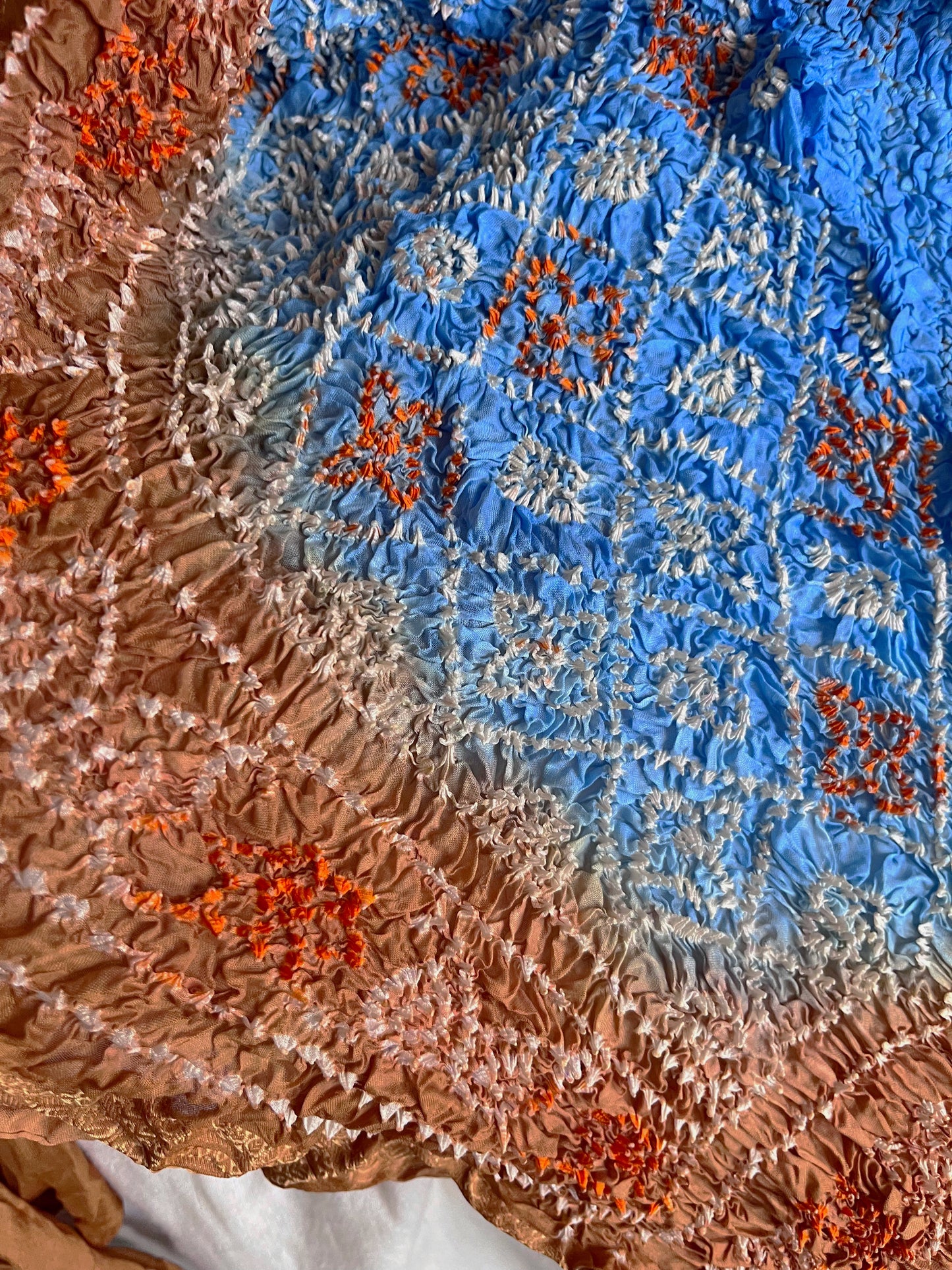 Hand-dyed crinkled silk wrap scarf - lightweight packable resort wear scarf top
