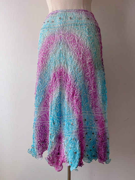 Handmade Silk Sequin & Bead Embellished Skirt| S/M