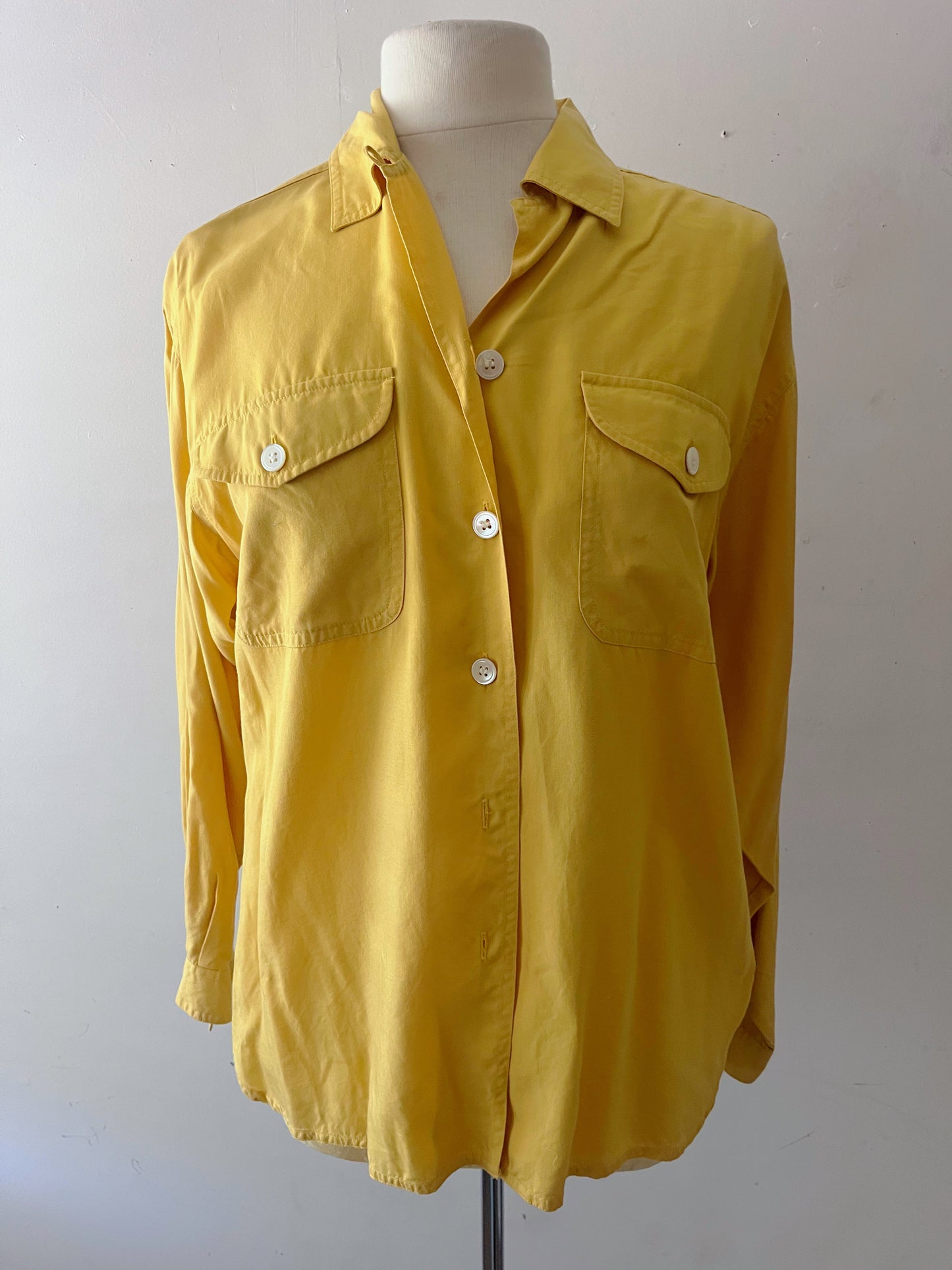 Vintage 90s GAP Mustard Yellow Button Down Shirt| Medium