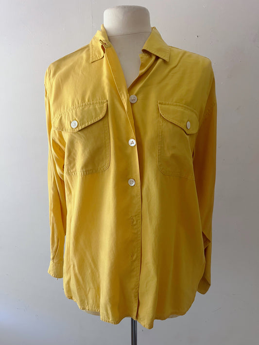 Vintage 90s GAP Mustard Yellow Button Down Shirt| Medium