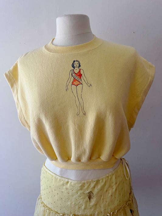 Miss America Modern Crew Sweat Top Butter Yellow| Medium