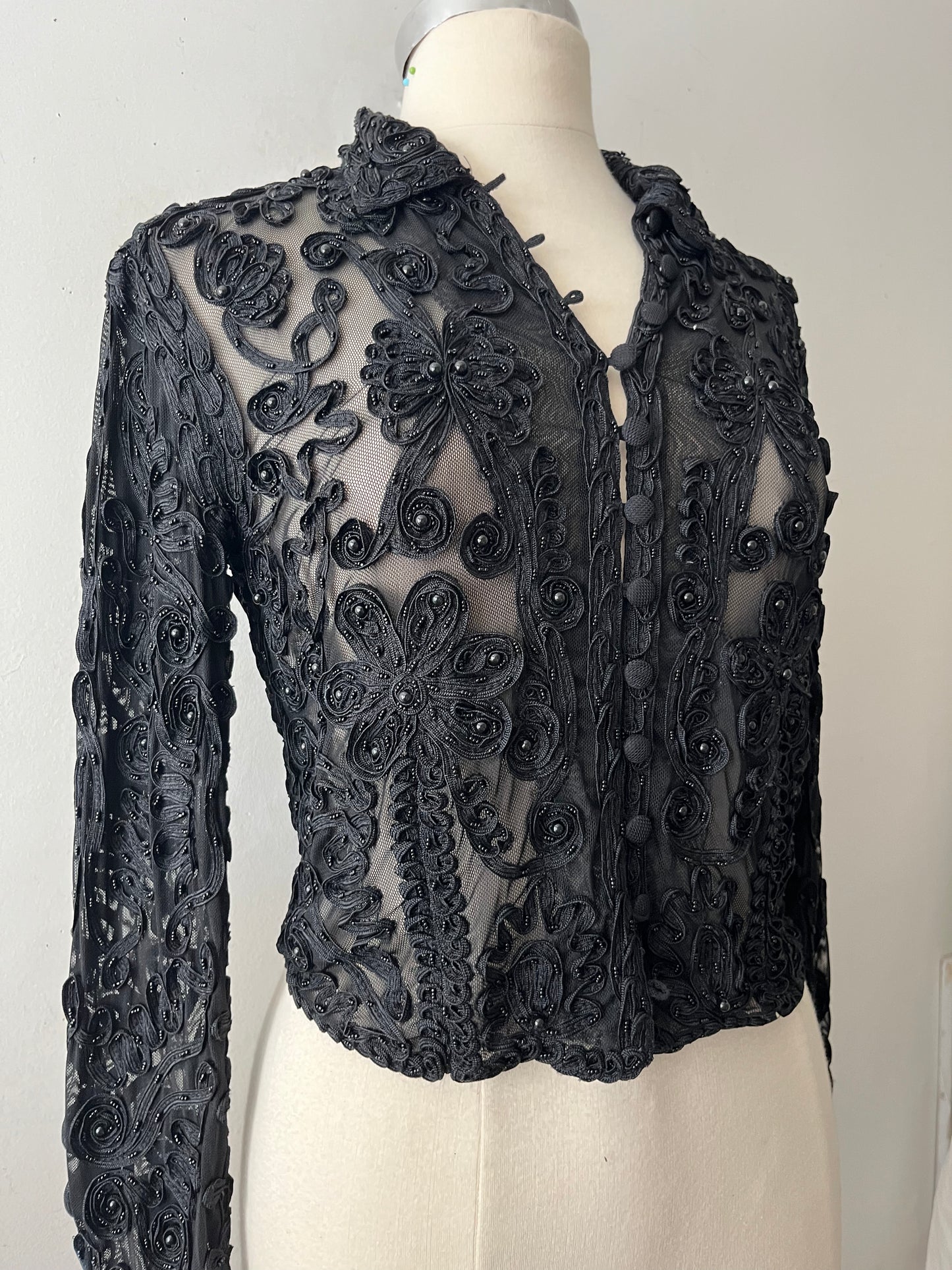 Cache Mesh Beaded Cardigan Top| M/L