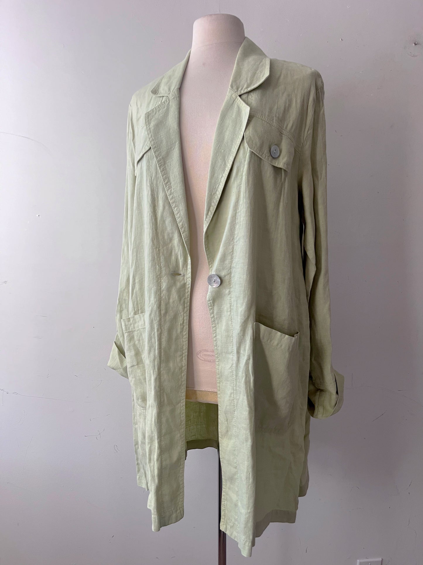 Pistachio Linen Chore Coat| S/M
