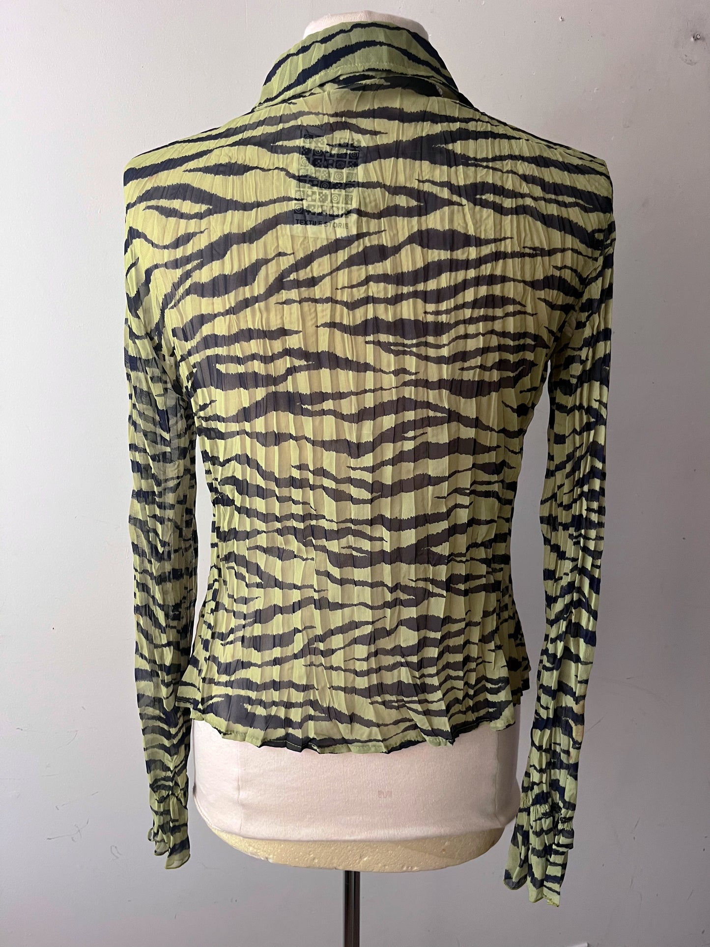 Lime Green Zebra Print Semi-Sheer Top| Medium