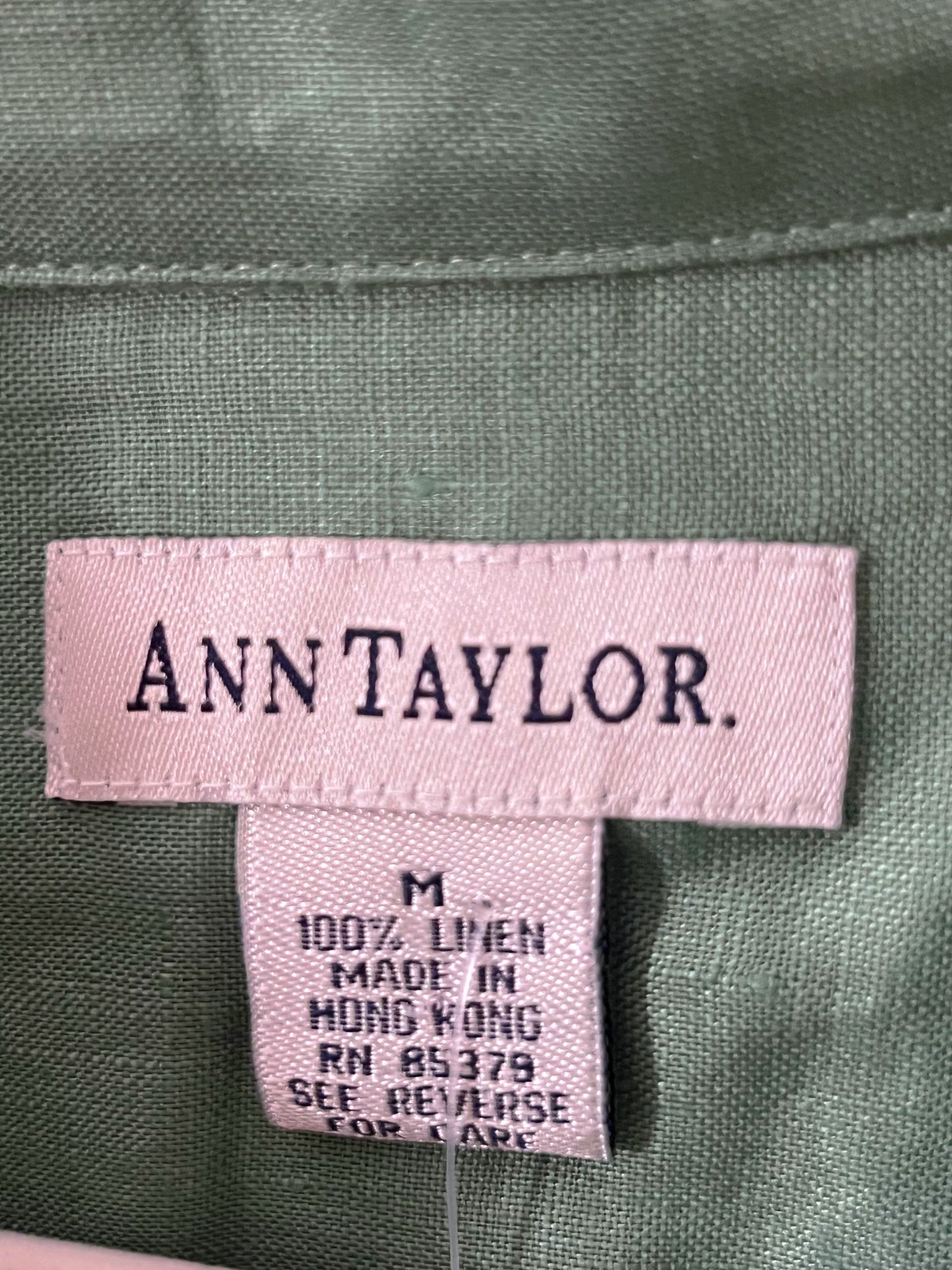 Green Linen Oversized Button Down Shirt| Medium