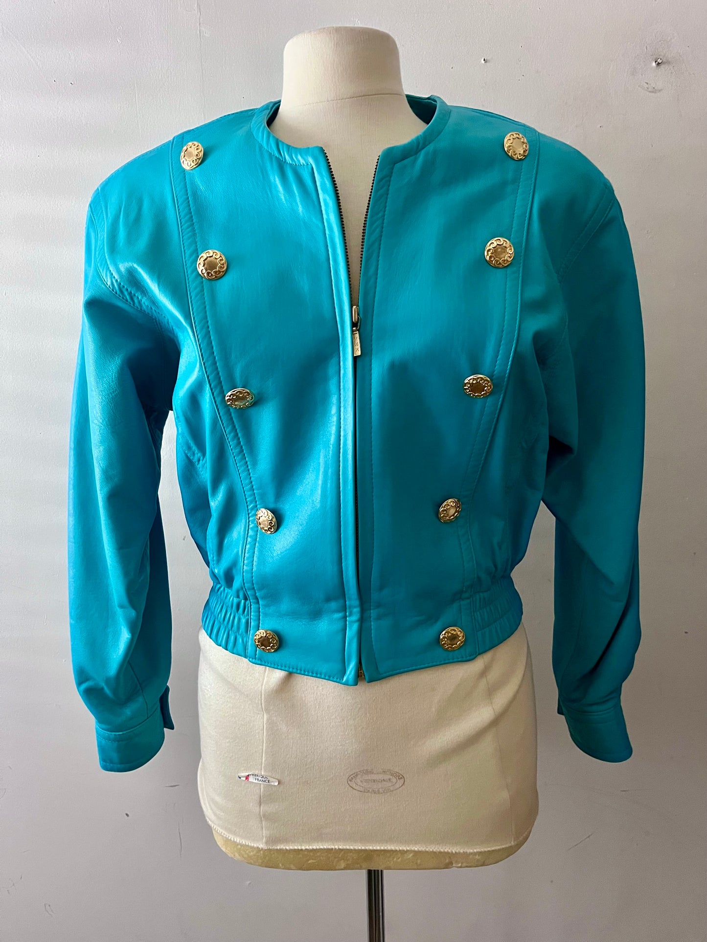 Vintage Teal Leather Jacket| S/M