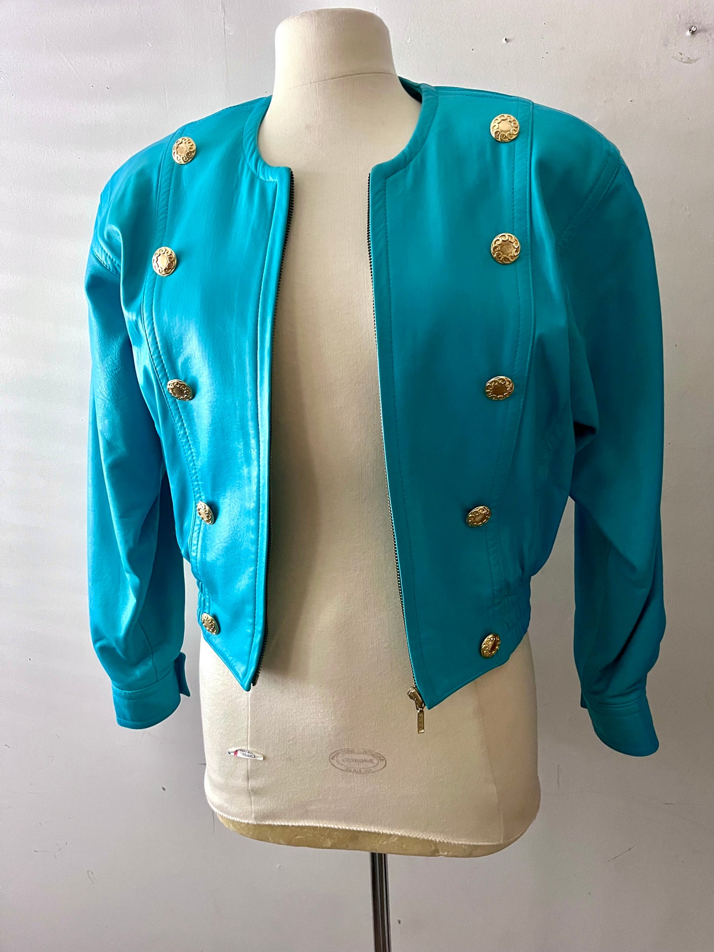 Vintage Teal Leather Jacket| S/M