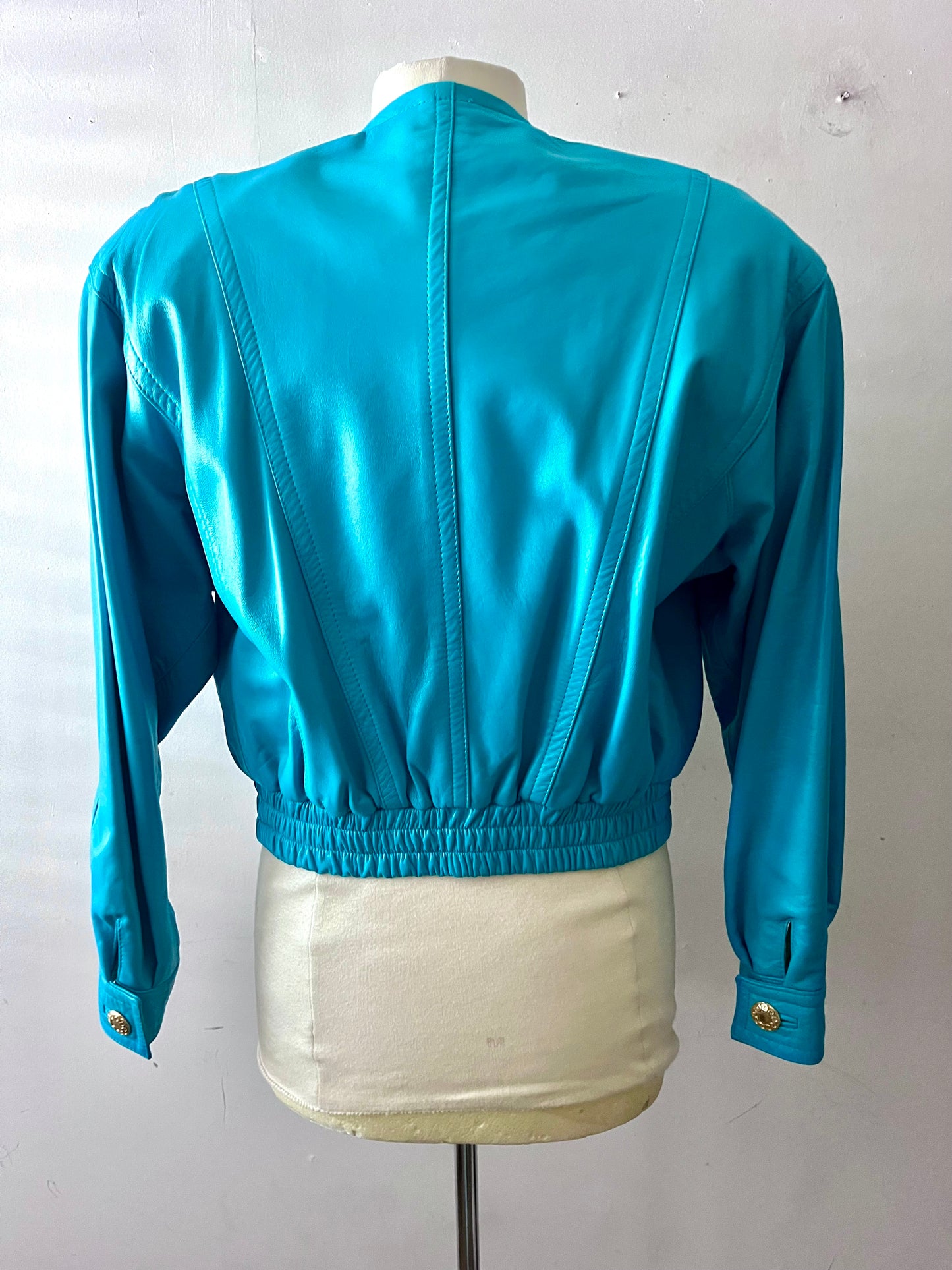 Vintage Teal Leather Jacket| S/M