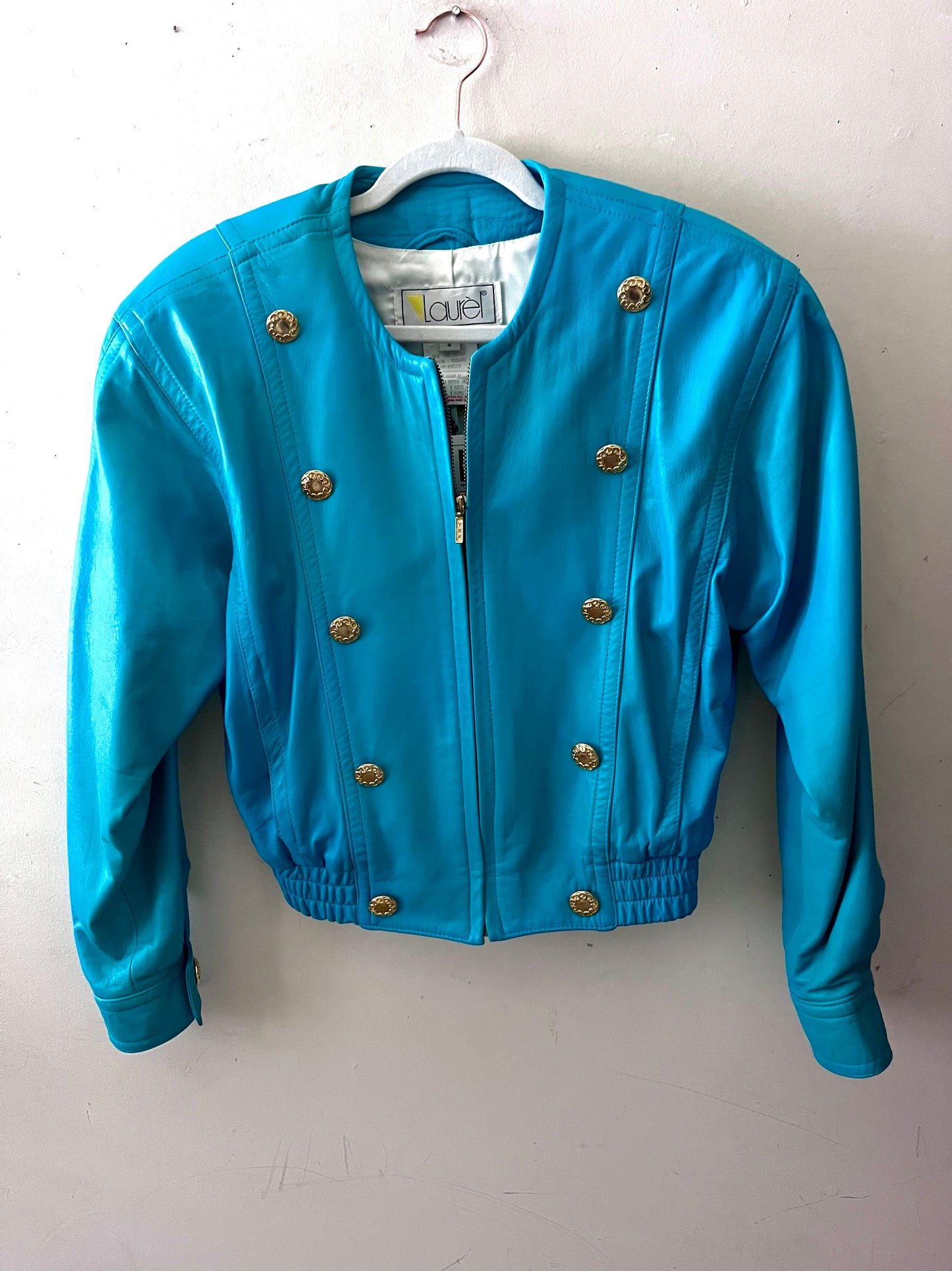 Vintage Teal Leather Jacket| S/M
