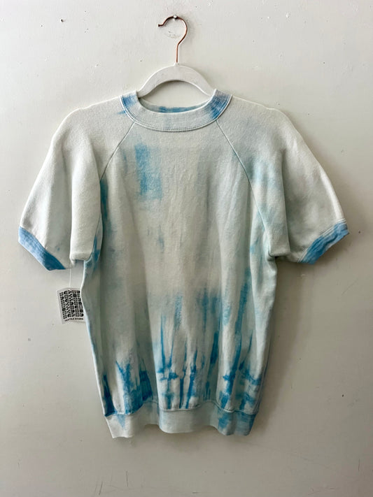 Blue Tie-Dye Short Sleeve Sweatshirt| S/M
