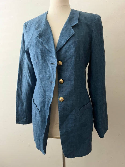 Blue Linen Denim Blazer | M/L