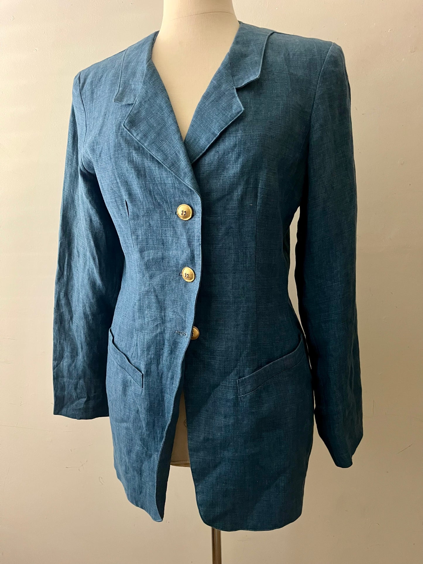 Blue Linen Denim Blazer | M/L