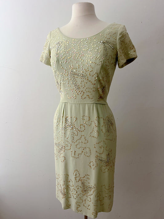 Mint Green Iridescent Sequin Cocktail Dress | S/M