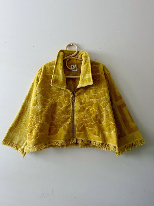 Square Rose Mustard Towel Jacket| One Size