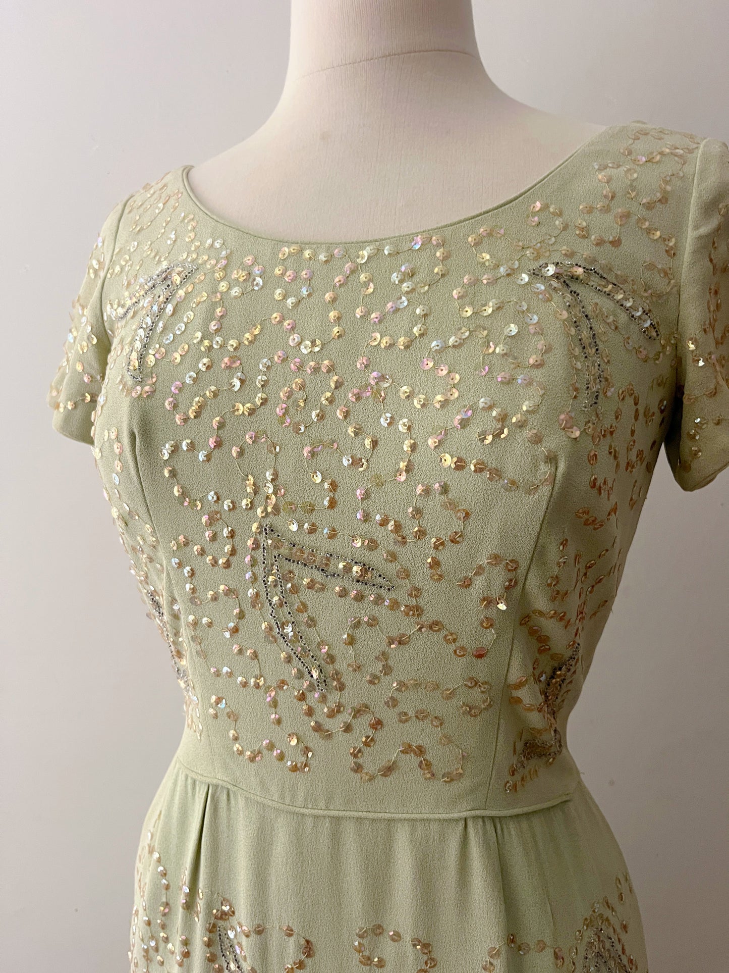 Mint Green Iridescent Sequin Cocktail Dress | S/M