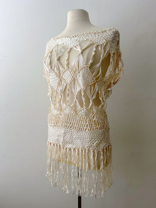 Vintage Cream Macramé Tunic| XS-M