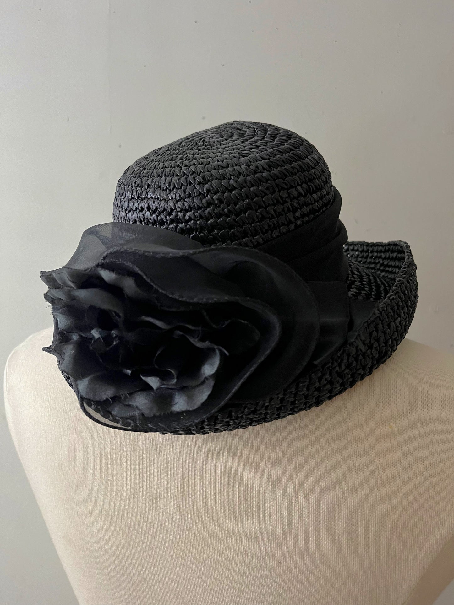 Raffia Weave Rosette Hat