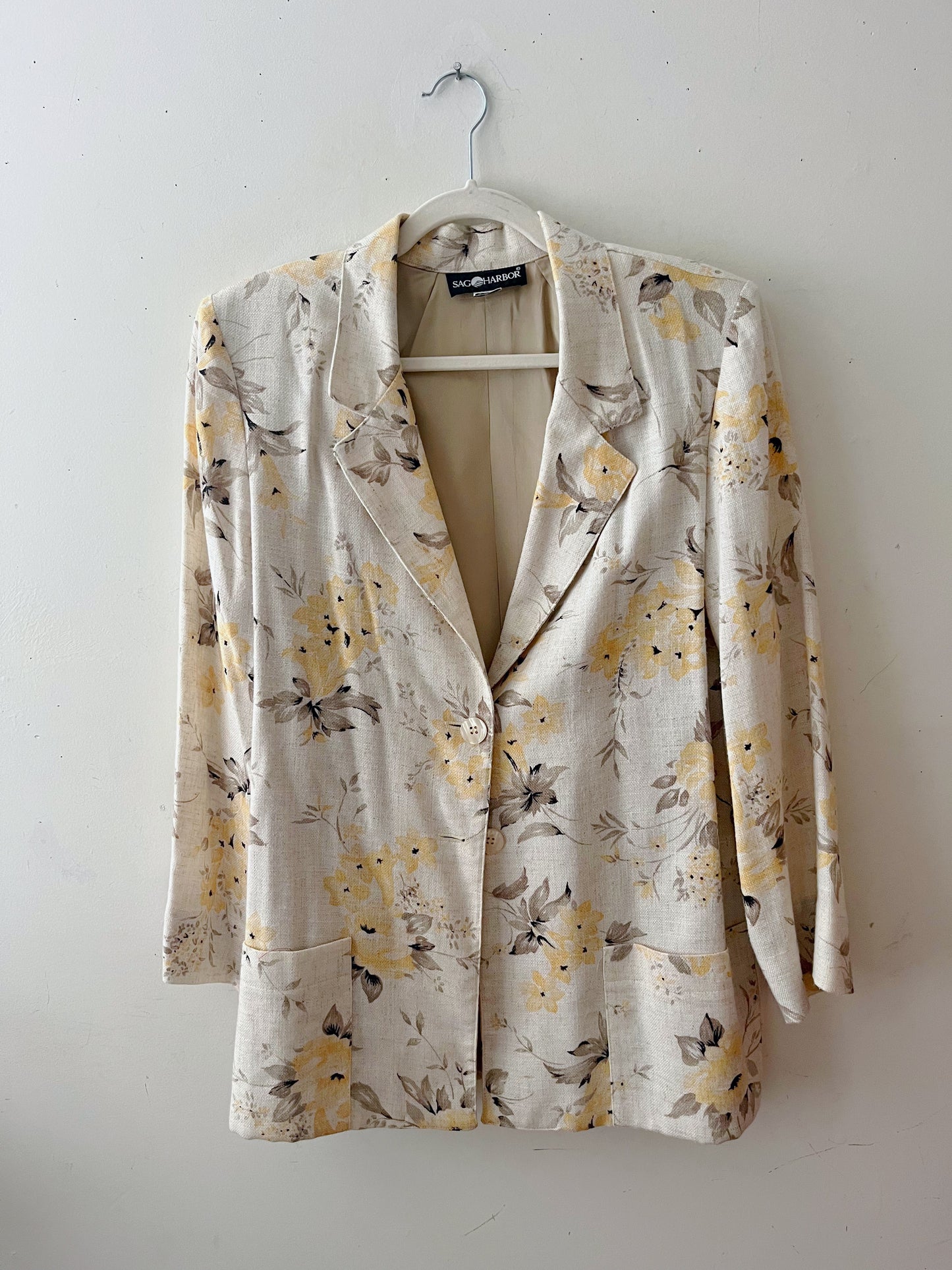 Linen Floral Blazer- Yellow| Large