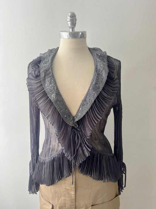 Crinkle Beaded Ruffle Top Set| M/L