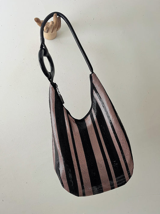 Whiting & Davis Lucite Ring Large Shoulder Bag