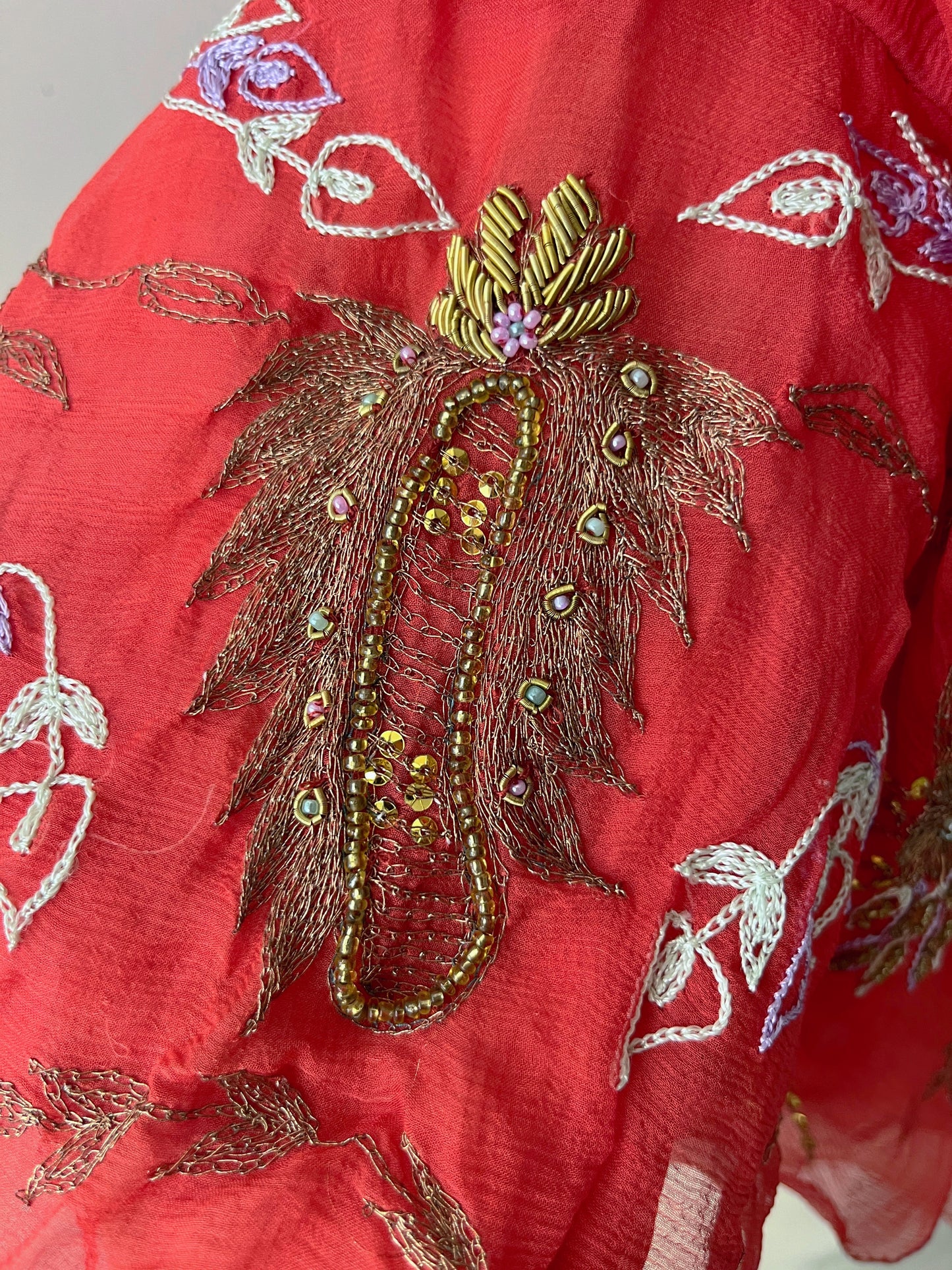 Silk Chiffon Embroidered Sequin Cardigan | One Size