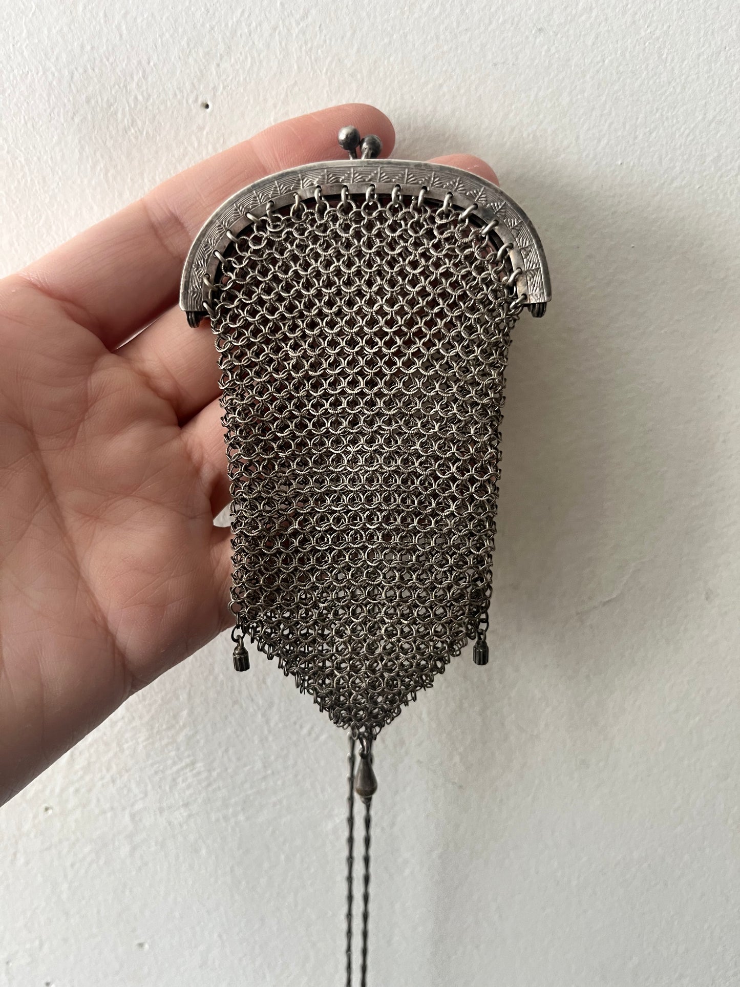 Sterling Mesh Metal Purse Pendent Necklace