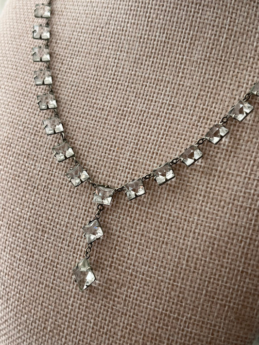 Art Deco Crystal Paste Lariat Necklace