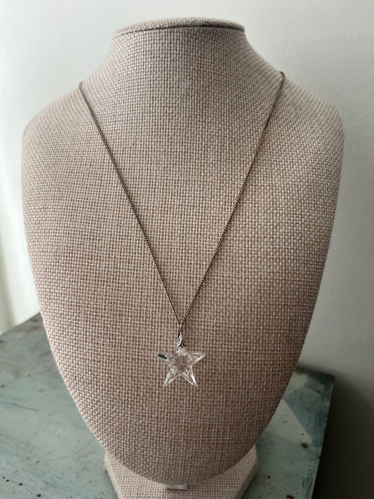 Sterling Silver Quartz Crystal Star Pendent Necklace
