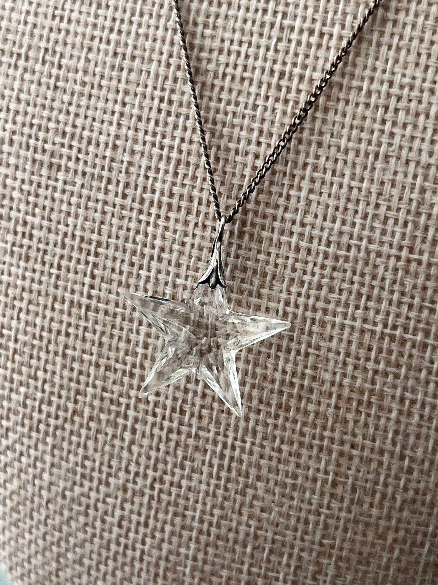 Sterling Silver Quartz Crystal Star Pendent Necklace