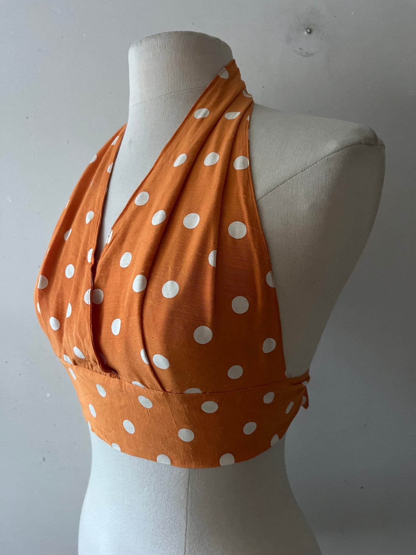 Orange Polka Dot Halter Top | S/M