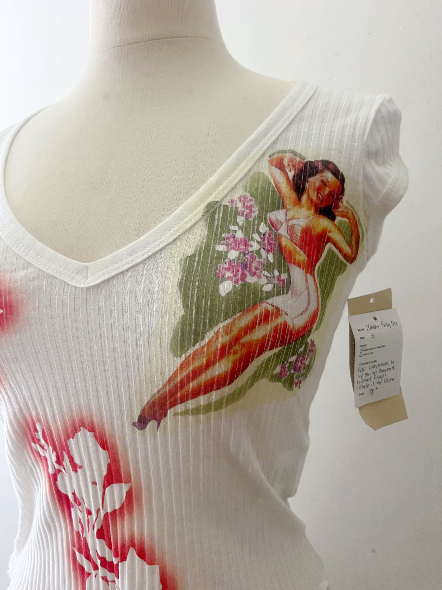 Italian Pin-Up Ribbed Baby Tee| XS/S