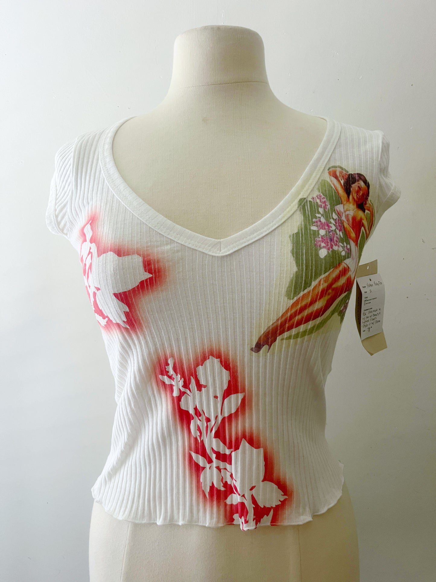Italian Pin-Up Ribbed Baby Tee| XS/S