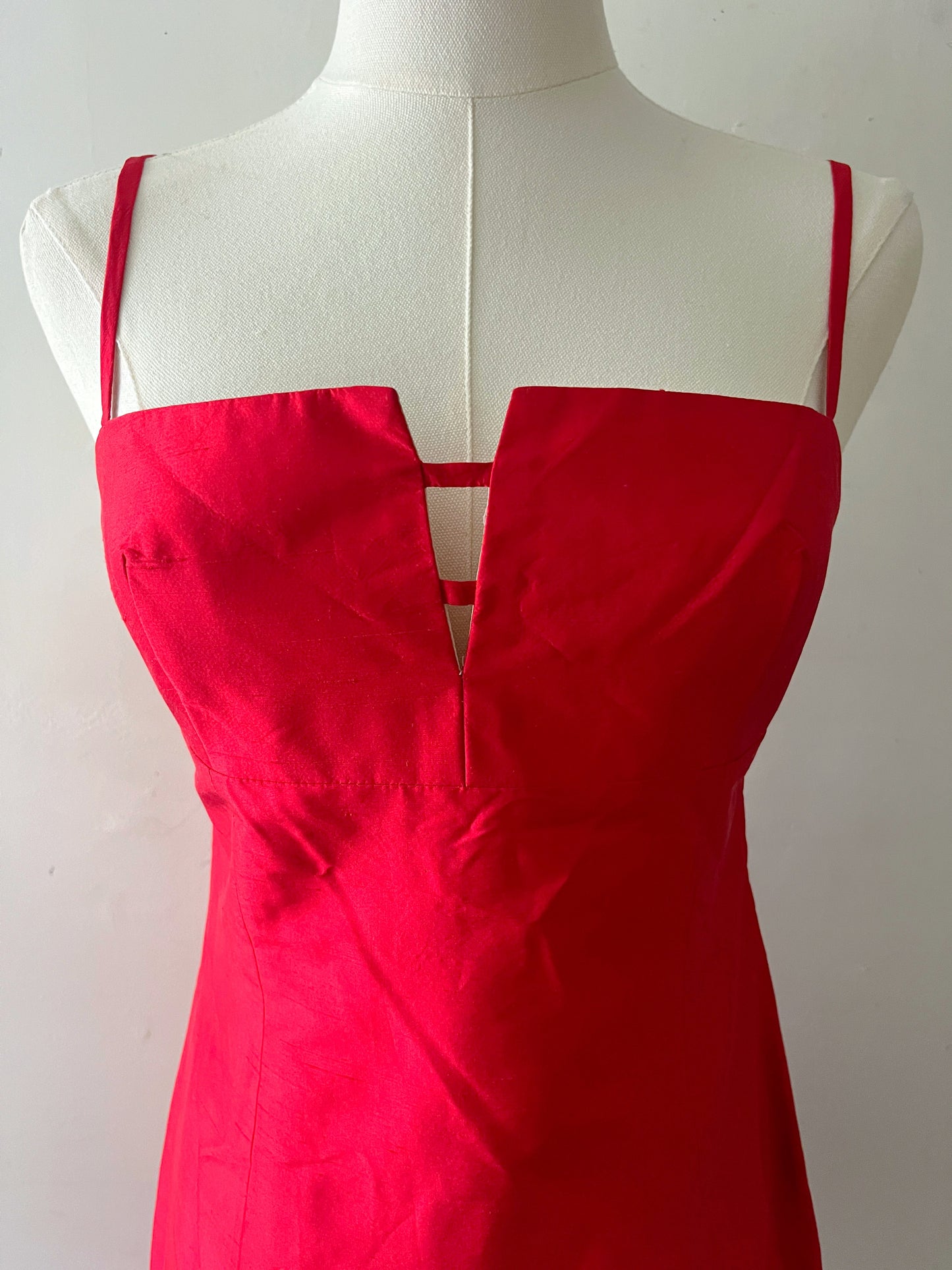 Tara Jarmon Candy Apple Red Silk Dress | Small