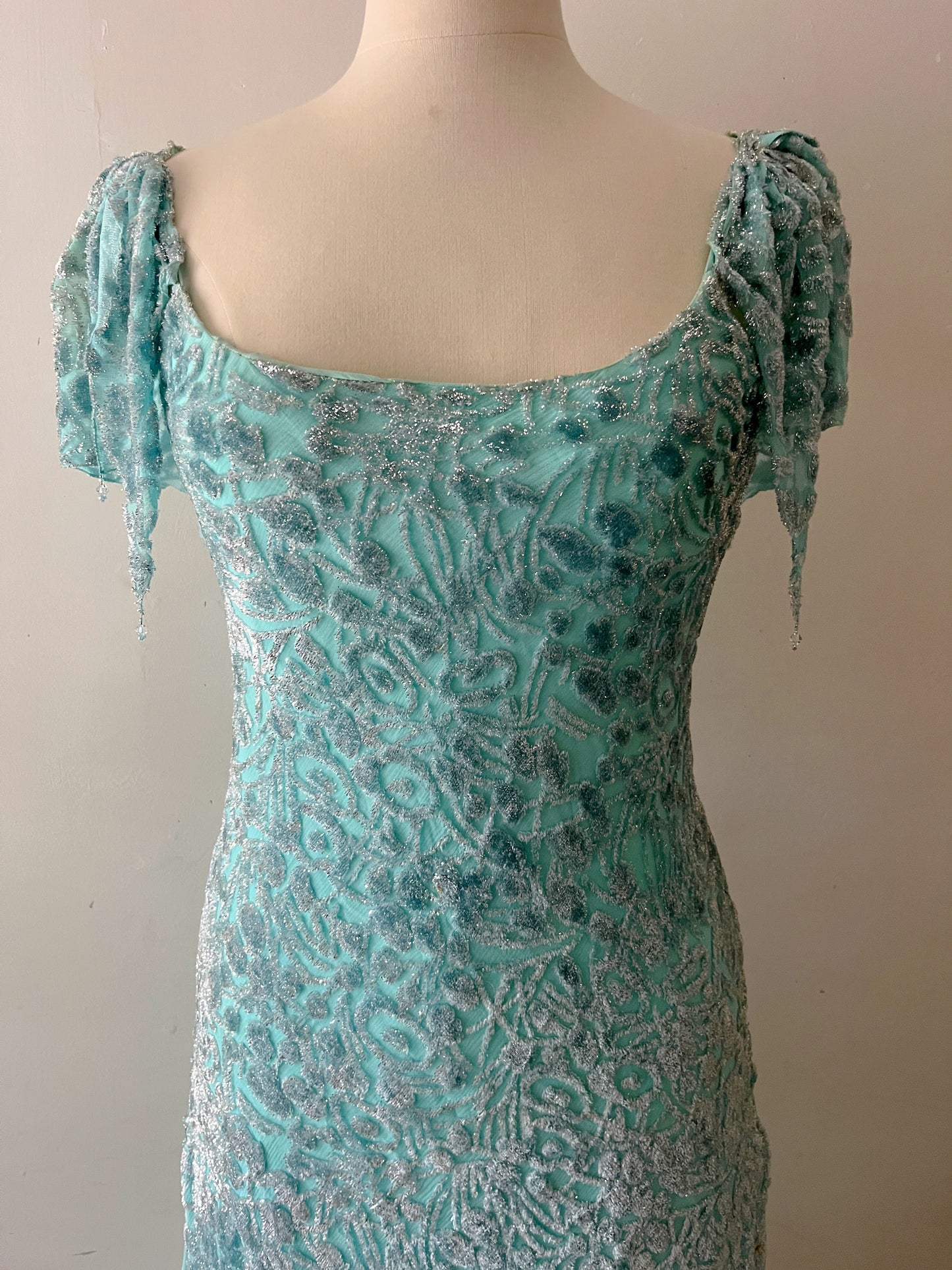 Mira DeMoss Aqua Burnout Velvet Silk Fairy Dress | S/M