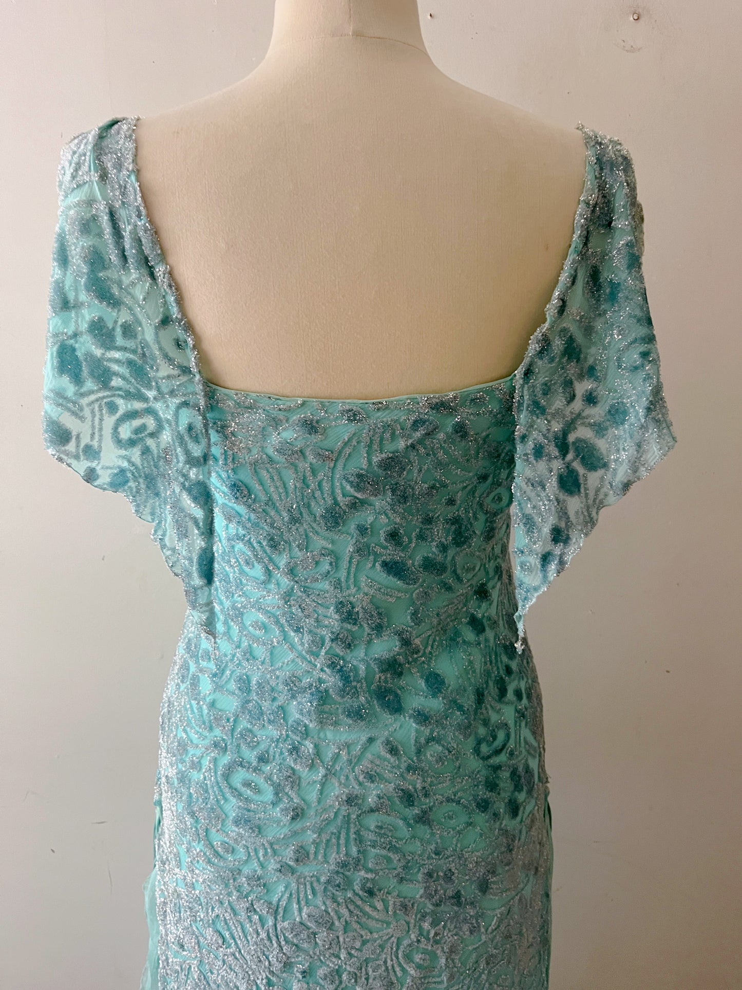 Mira DeMoss Aqua Burnout Velvet Silk Fairy Dress | S/M