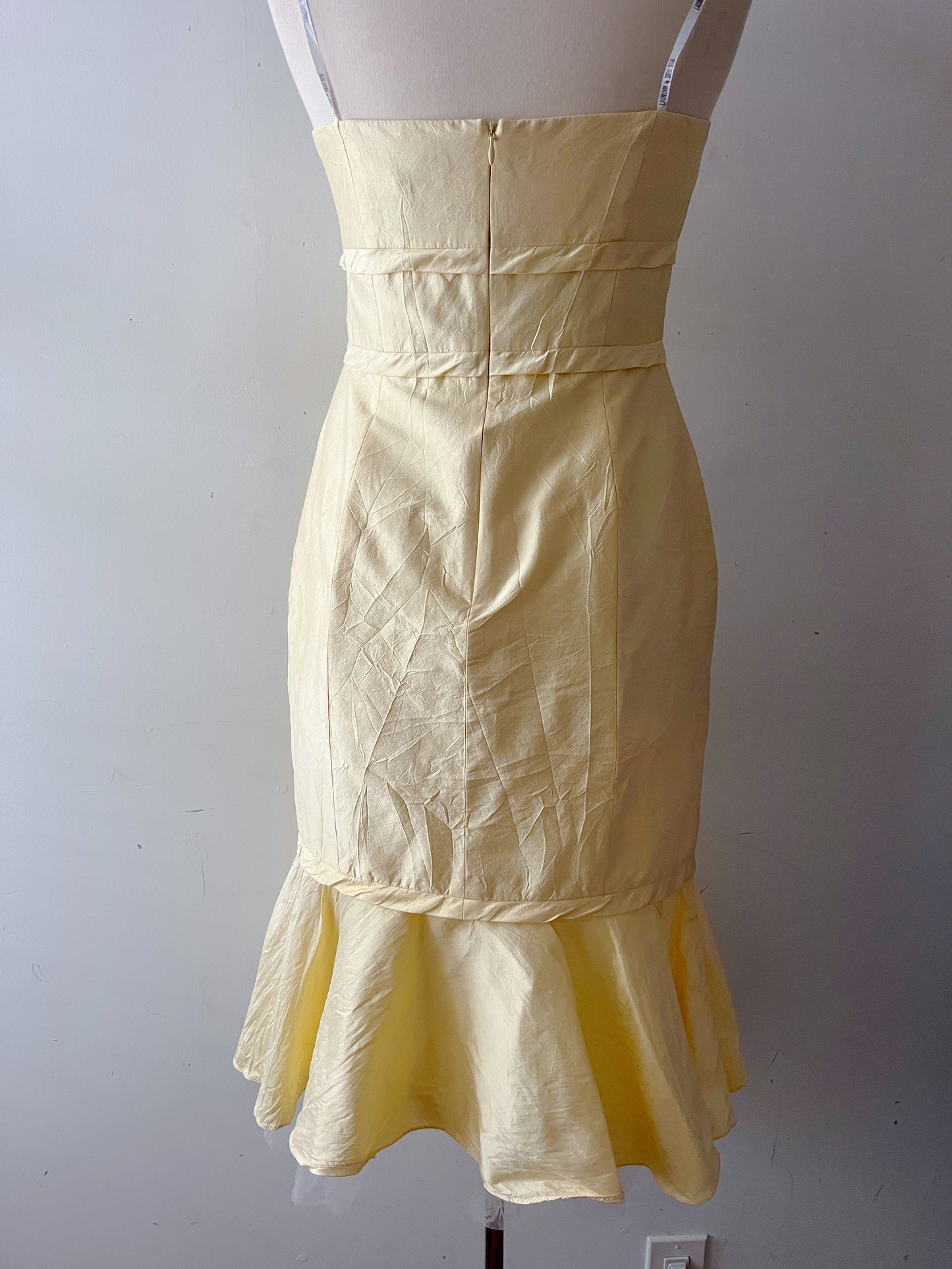 Butter Yellow Silk Mermaid Fishtail Dress| Medium