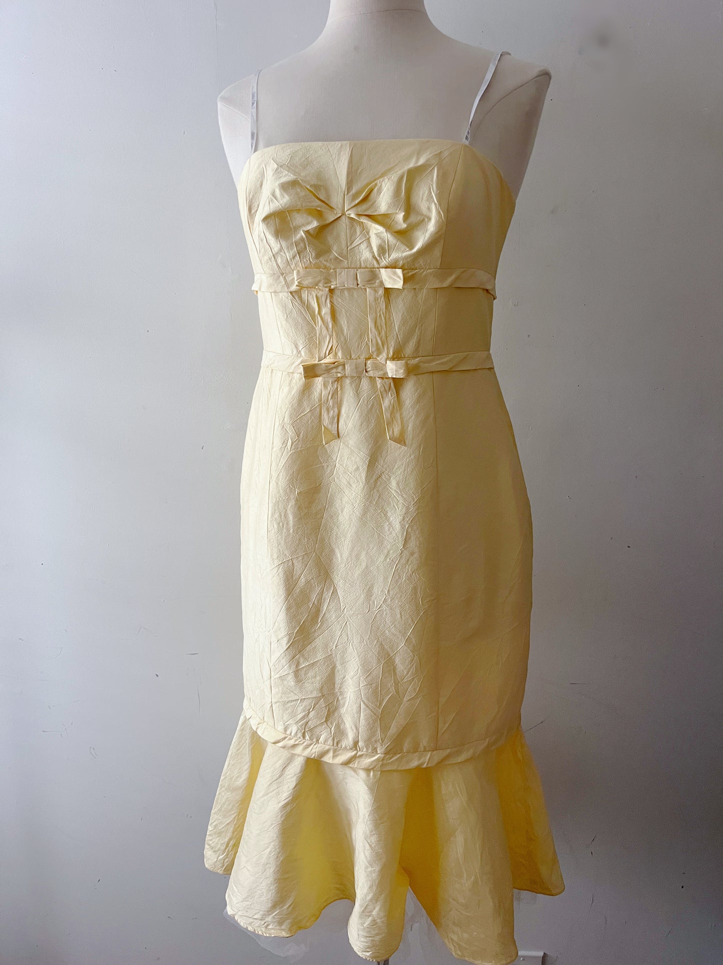 Butter Yellow Silk Mermaid Fishtail Dress| Medium