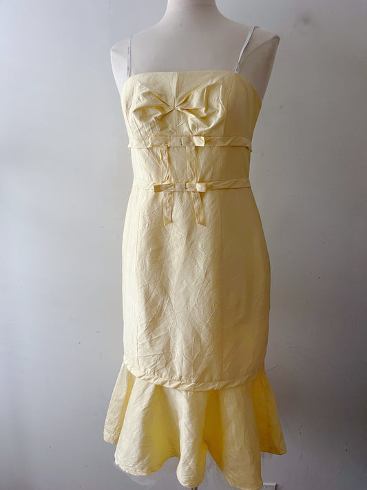 Butter Yellow Silk Mermaid Fishtail Dress| Medium